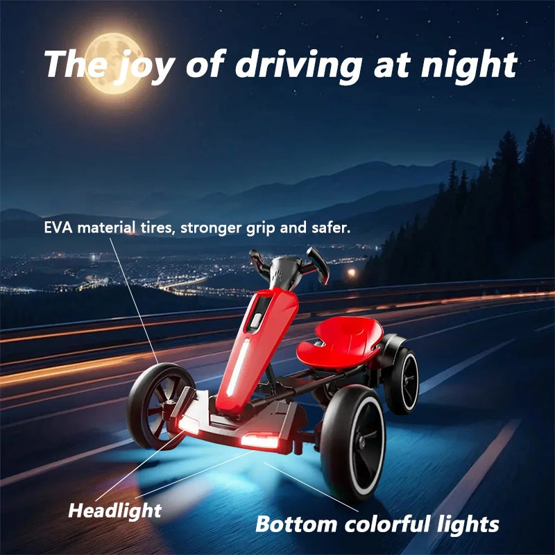 12V Electric Kids Pedal Go Kart, Folder Go Kart, Outdoor Ride On Toy With Adjustable Seat, 4 Non-Slip EVA Wheels For Boys And Girls For Age 3-8 Years Old