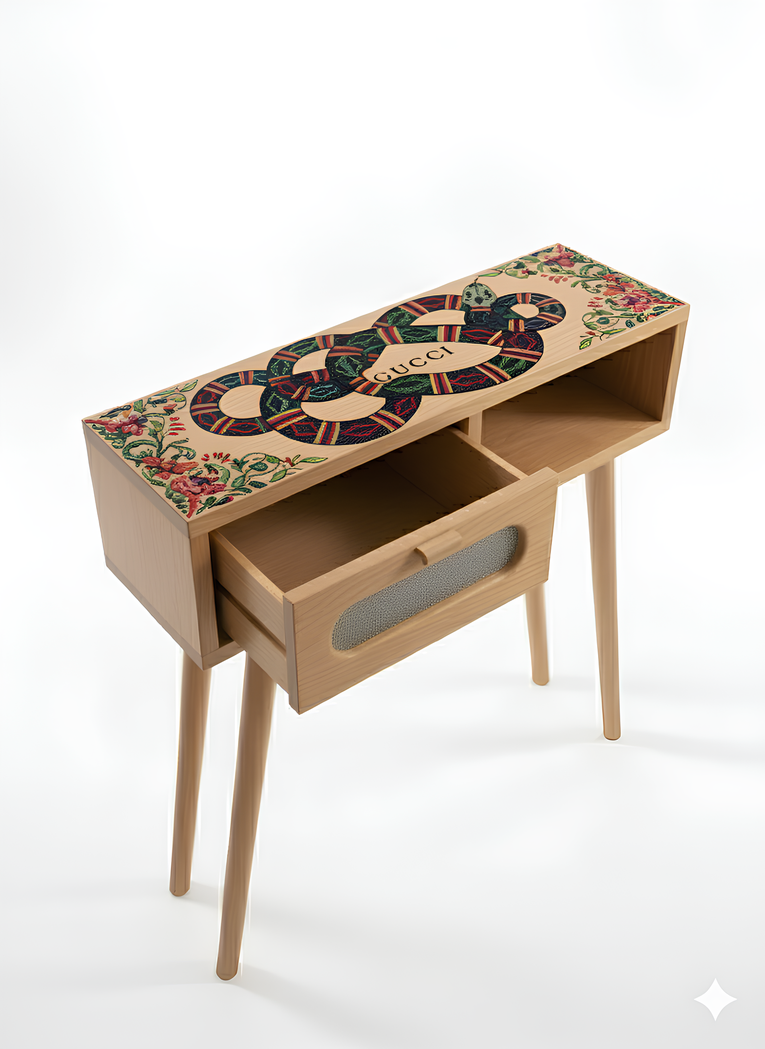 ⚡ HarmatJaggi Modern Handcrafted Wooden Console Table with Hidden Wireless Charge
