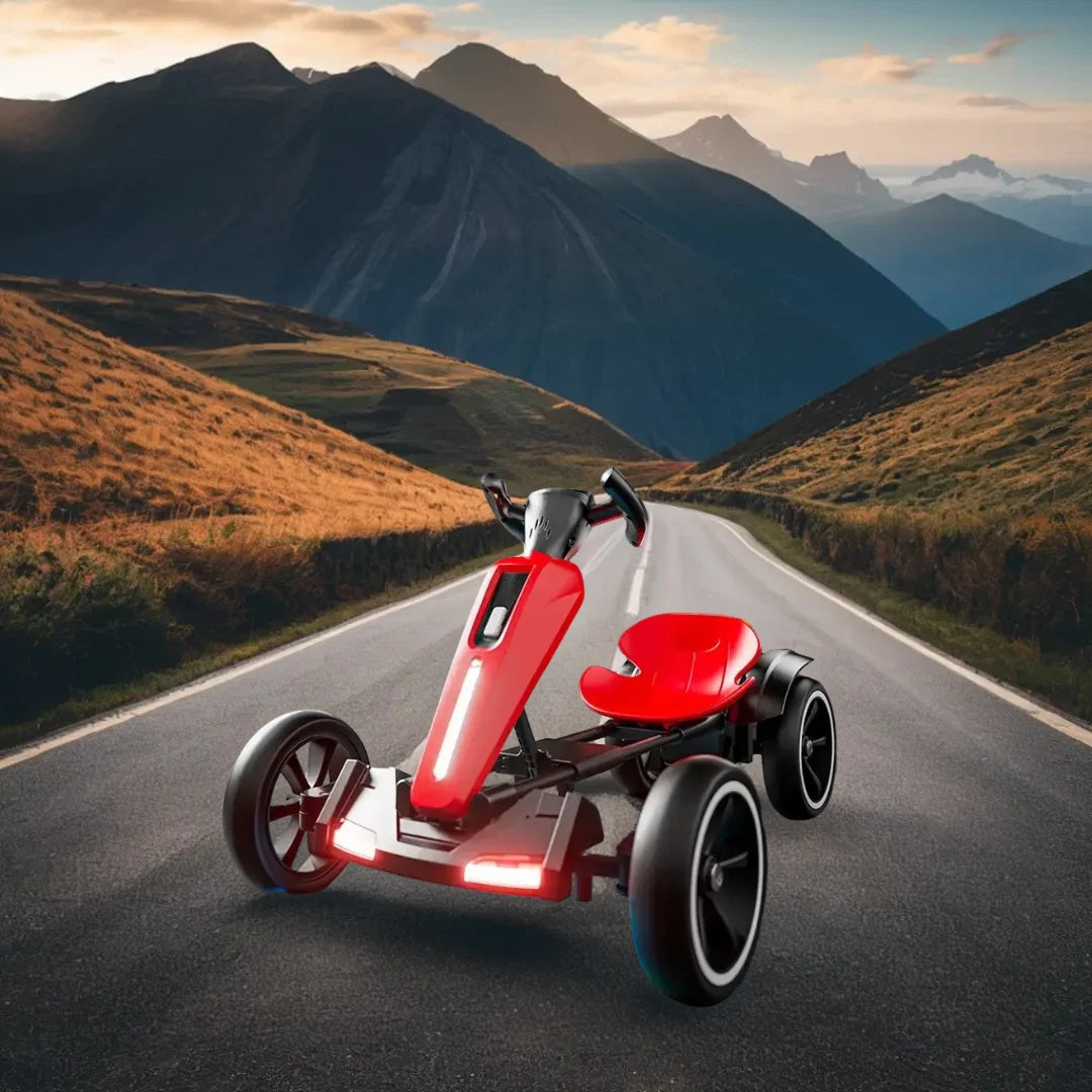 12V Electric Kids Pedal Go Kart, Folder Go Kart, Outdoor Ride On Toy With Adjustable Seat, 4 Non-Slip EVA Wheels For Boys And Girls For Age 3-8 Years Old