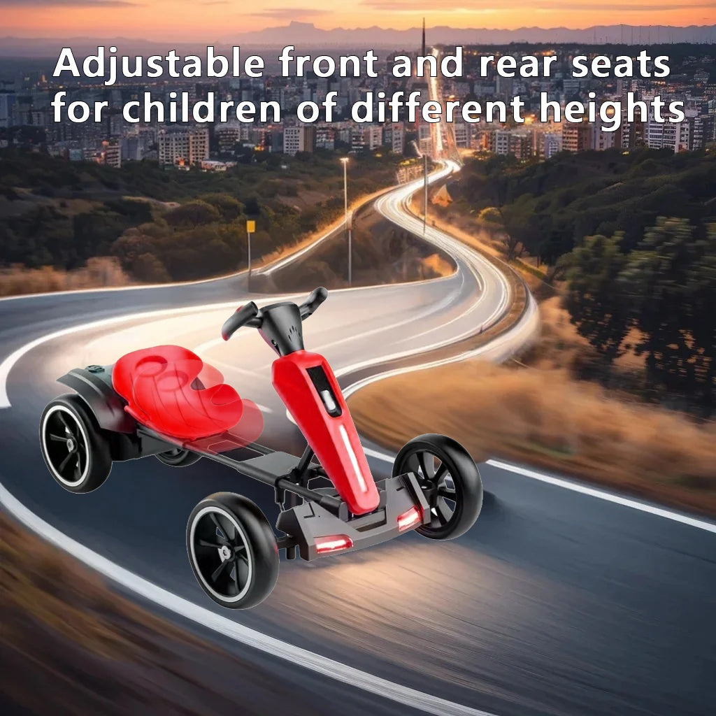 12V Electric Kids Pedal Go Kart, Folder Go Kart, Outdoor Ride On Toy With Adjustable Seat, 4 Non-Slip EVA Wheels For Boys And Girls For Age 3-8 Years Old